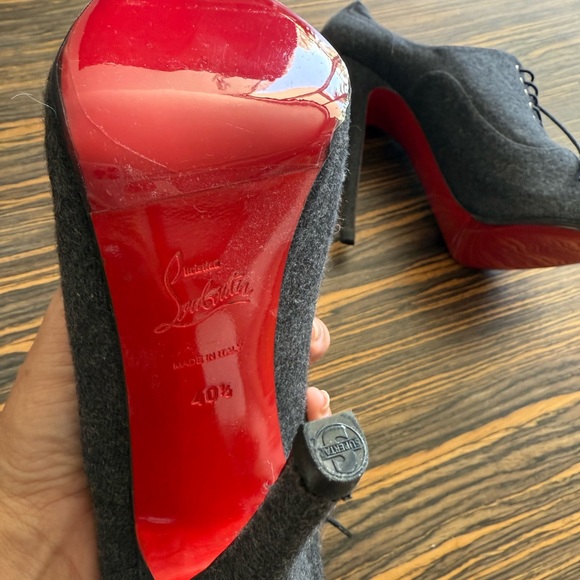 Christian Louboutin felt gray open toe bootie
